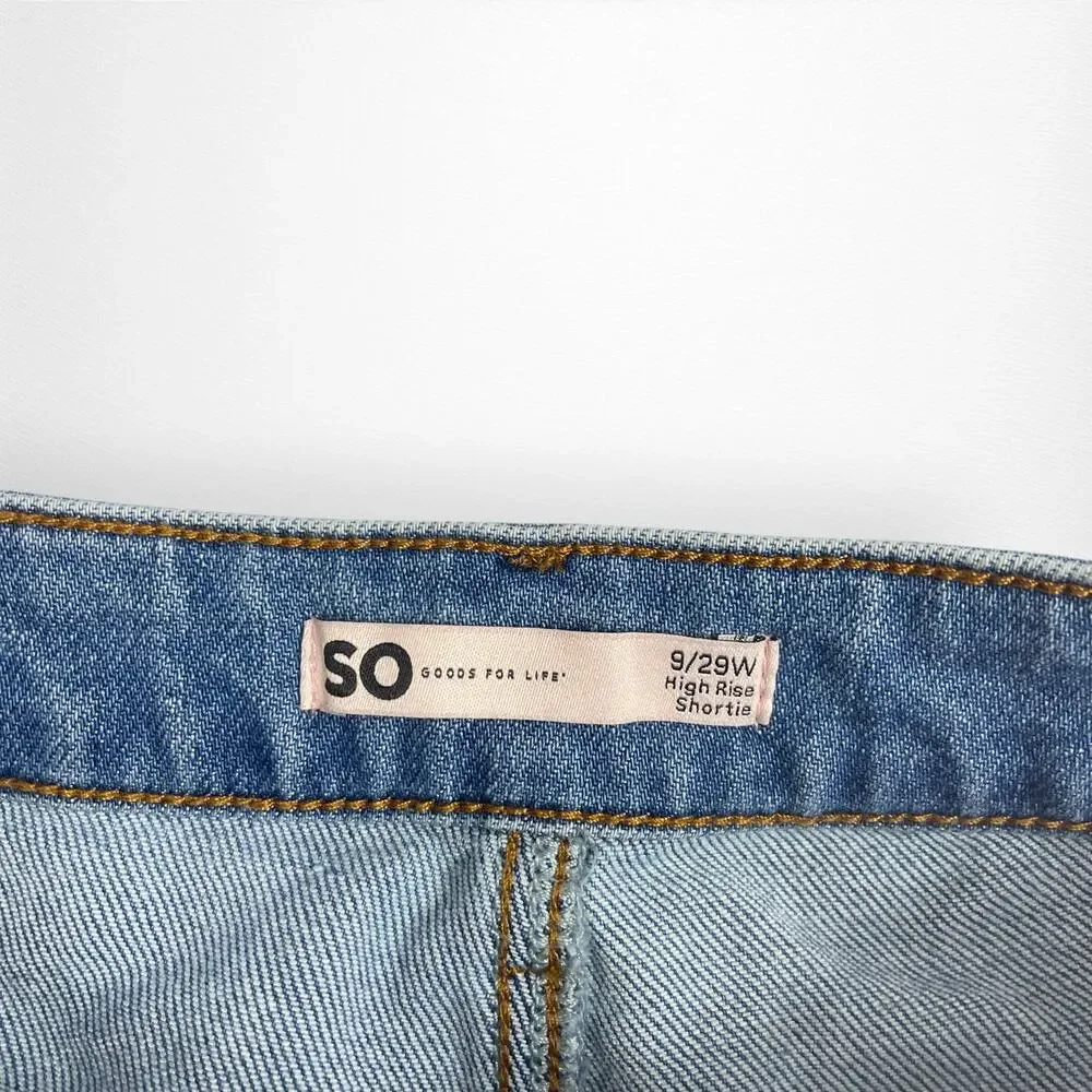 SO Brand High Rise Shortie‎ Patchwork Cut Off Shorts Size 9